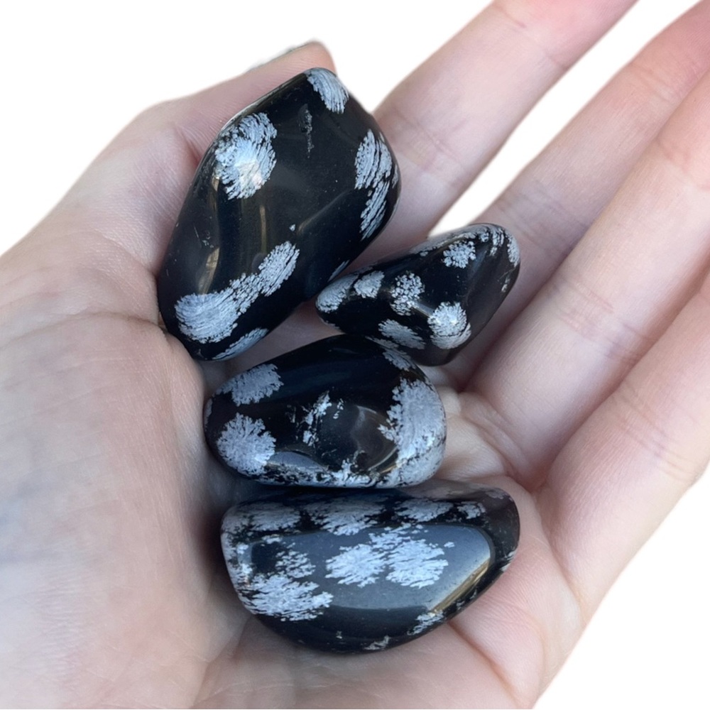 Polished Snowflake Obsidian Palm Stones